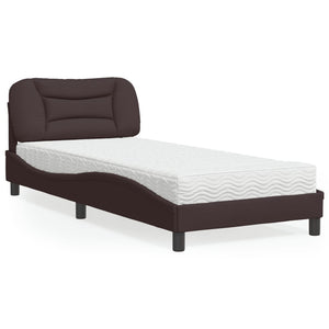vidaXL Letto con Materasso Marrone Scuro 90x190 cm in Tessuto