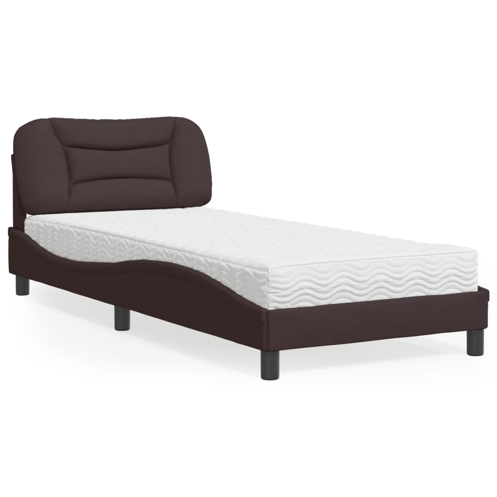Letto con Materasso Hvar Marrone Scuro 90x190 cm in Tessuto 3208502