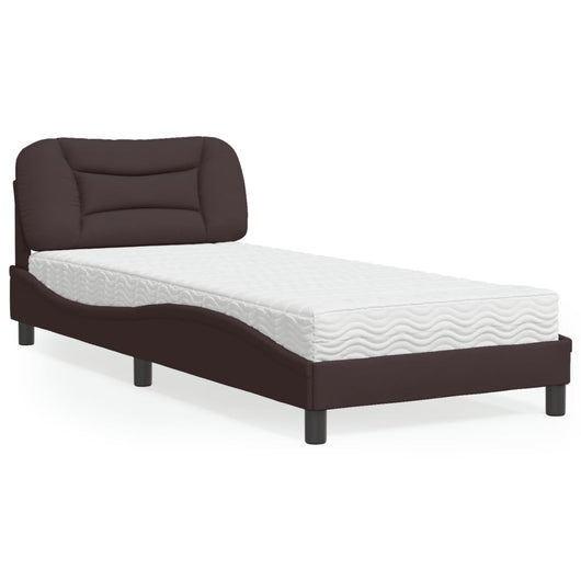 Letto con Materasso Hvar Marrone Scuro 90x190 cm in Tessuto 3208502