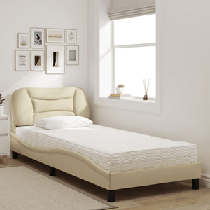 Letto con Materasso Hvar Crema 90x190 cm in Tessuto 3208504