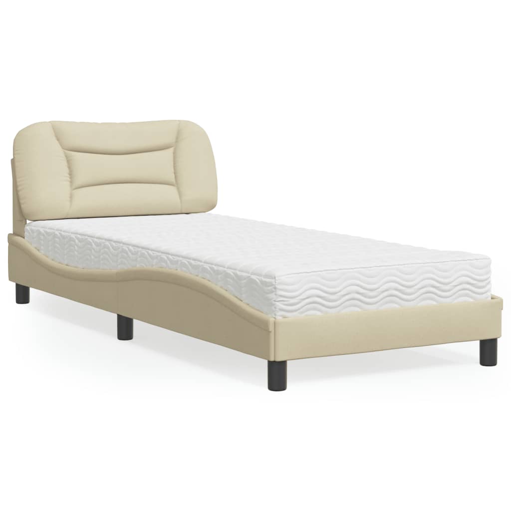 Letto con Materasso Hvar Crema 90x190 cm in Tessuto 3208504