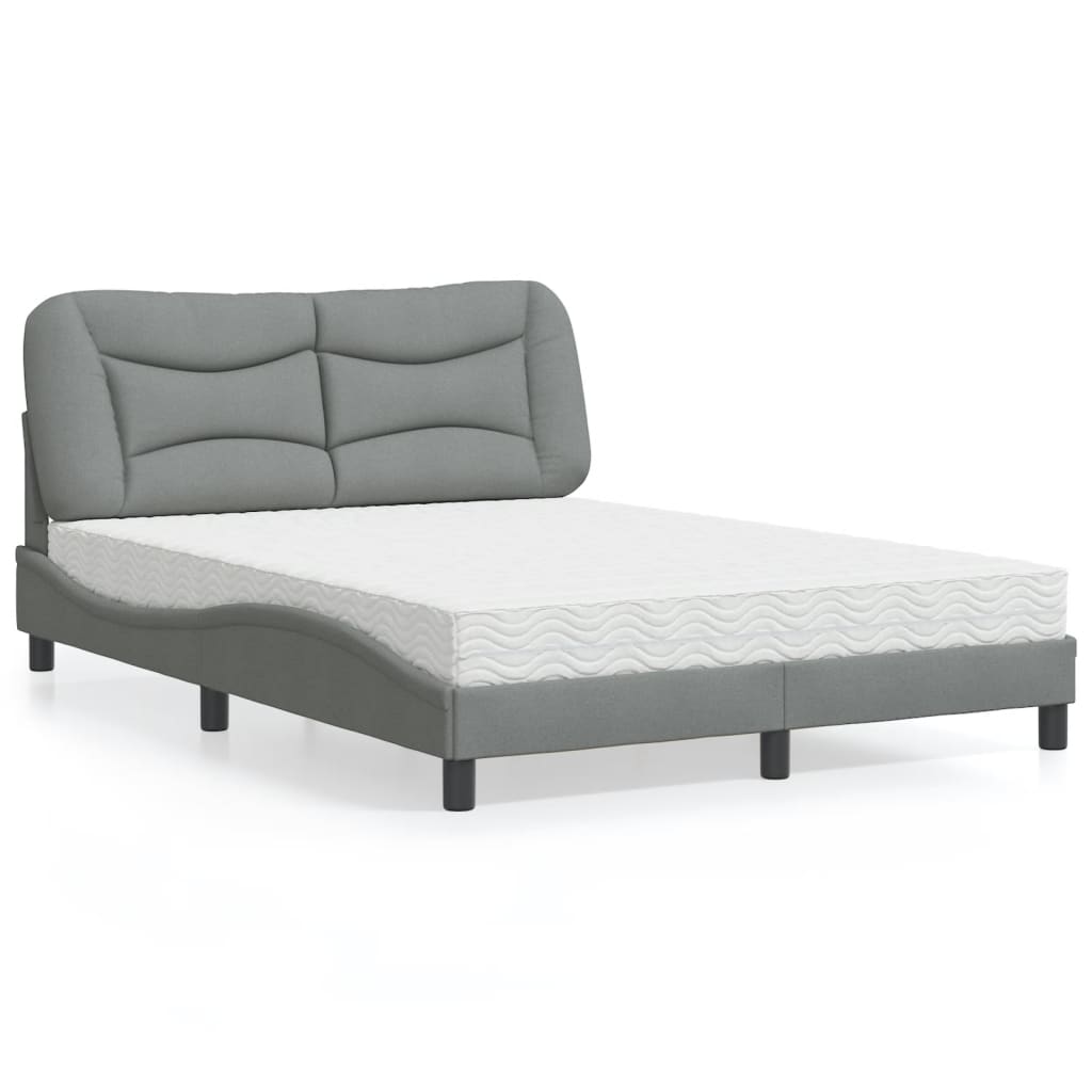 vidaXL Letto con Materasso Grigio Chiaro 120x200cm Tessuto