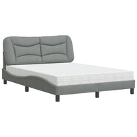 Letto con Materasso Hvar Grigio Chiaro 140x190cm Tessuto 3208527