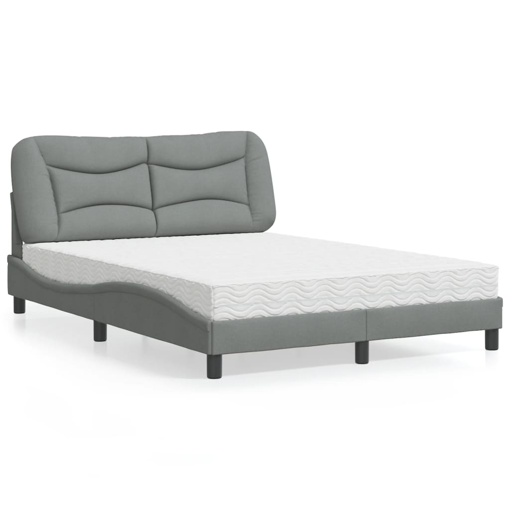 Letto con Materasso Hvar Grigio Chiaro 140x190cm Tessuto 3208527