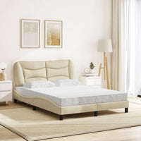 Letto con Materasso Hvar Crema 140x19 cm in Tessuto 3208532