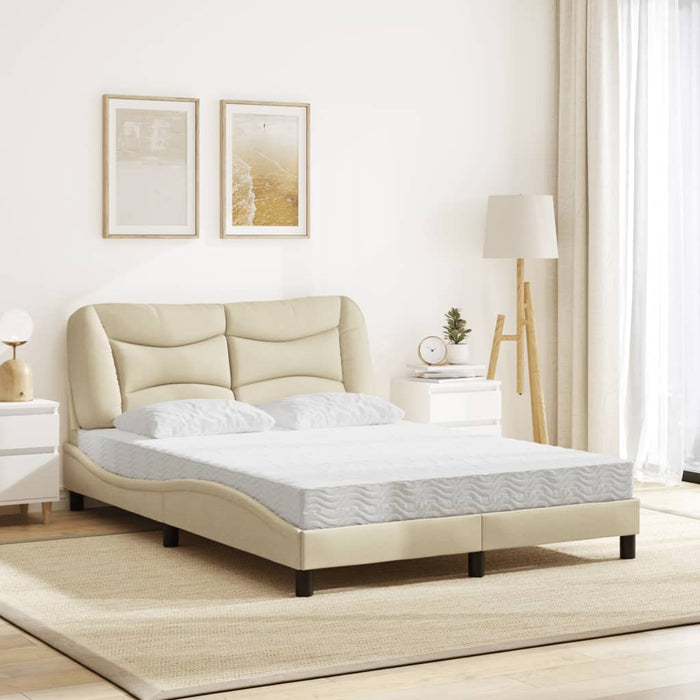 Letto con Materasso Hvar Crema 140x19 cm in Tessuto 3208532