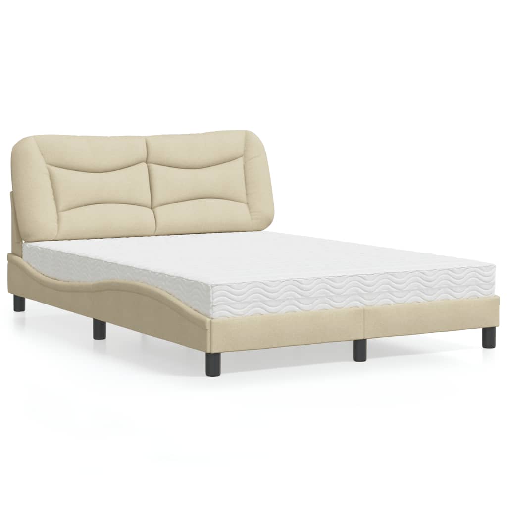 Letto con Materasso Hvar Crema 140x19 cm in Tessuto 3208532