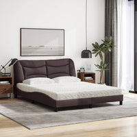 Letto con Materasso Hvar Marrone Scuro 160x200cm Tessuto 3208544