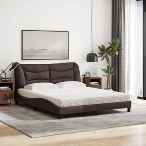 Letto con Materasso Hvar Marrone Scuro 160x200cm Tessuto 3208544