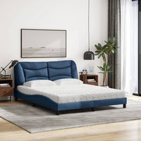 Letto con Materasso Blu 160x200 cm in Tessuto