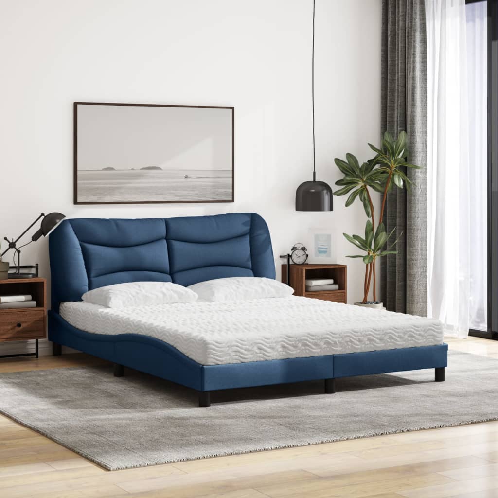 Letto con Materasso Hvar Blu 160x200 cm in Tessuto 3208547