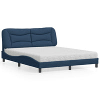 Letto con Materasso Blu 160x200 cm in Tessuto