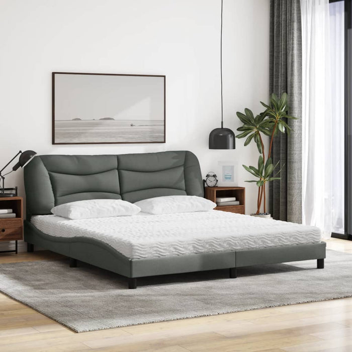 Letto con Materasso Hvar Grigio Scuro 180x200 cm Tessuto 3208549