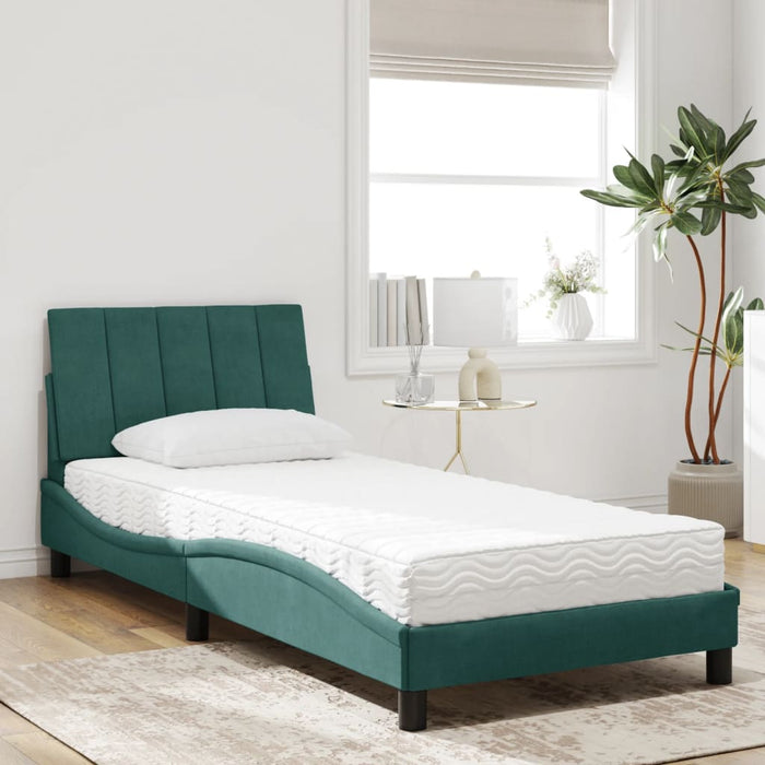 Letto con Materasso Hanko Verde Scuro 80x200 cm in Velluto 3208565