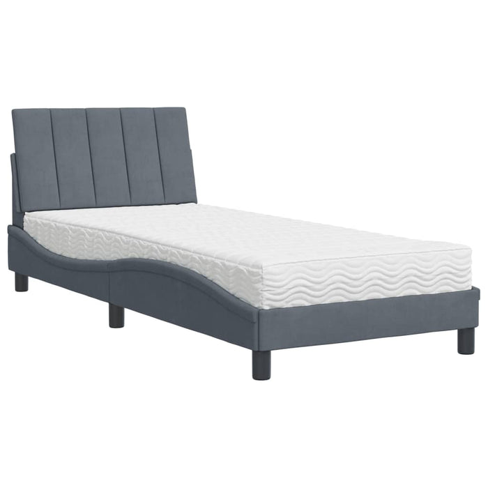 Letto con Materasso Hanko Grigio Scuro 90x190 cm in Velluto 3208569