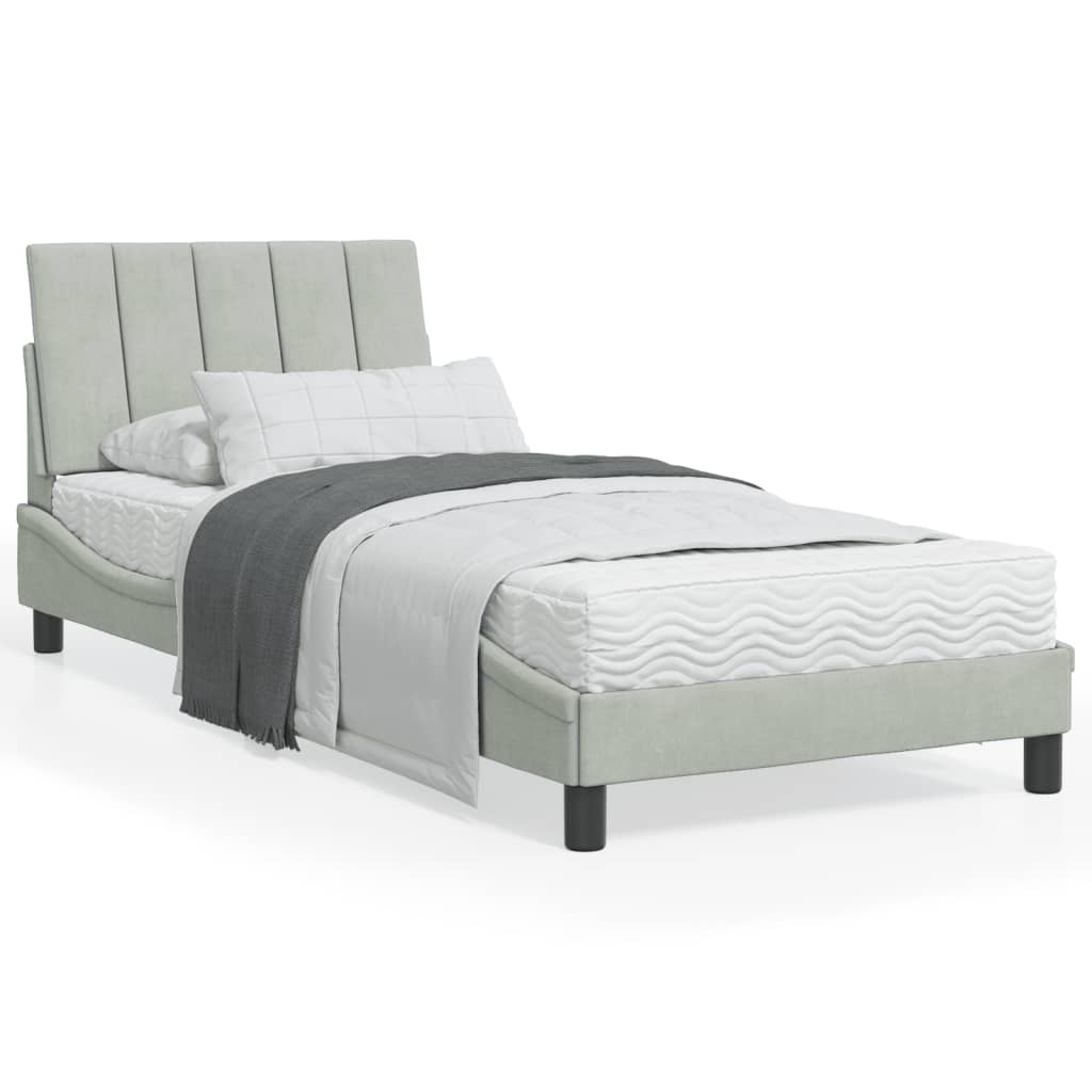 Letto con Materasso Hanko Grigio Chiaro 90x200 cm in Velluto 3208574