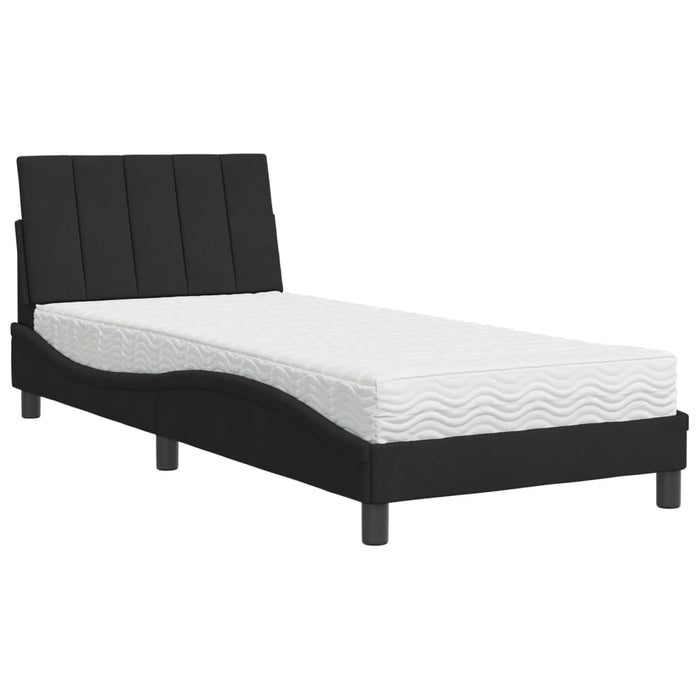 Letto con Materasso Hanko Nero 90x200 cm in Velluto 3208576