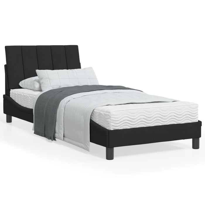 Letto con Materasso Hanko Nero 90x200 cm in Velluto 3208576