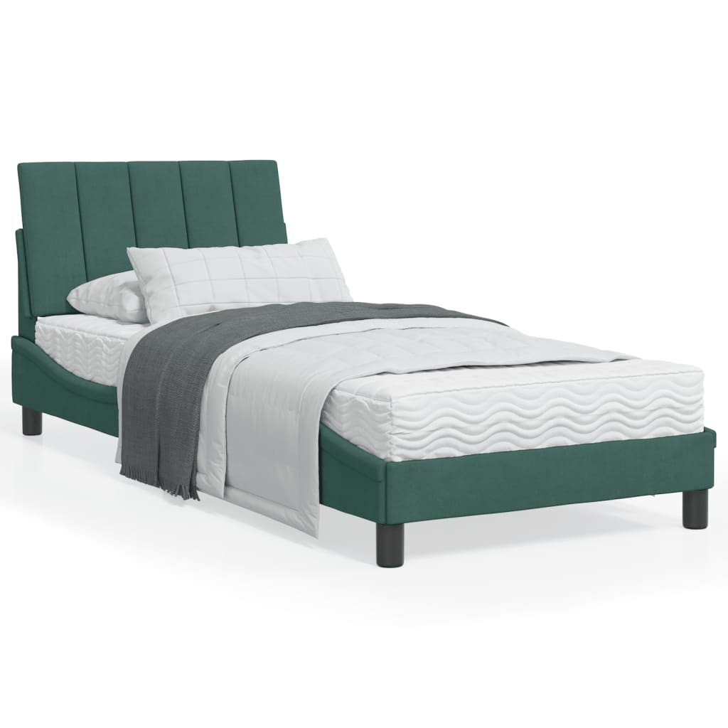 Letto con Materasso Hanko Verde Scuro 90x200 cm in Velluto 3208577
