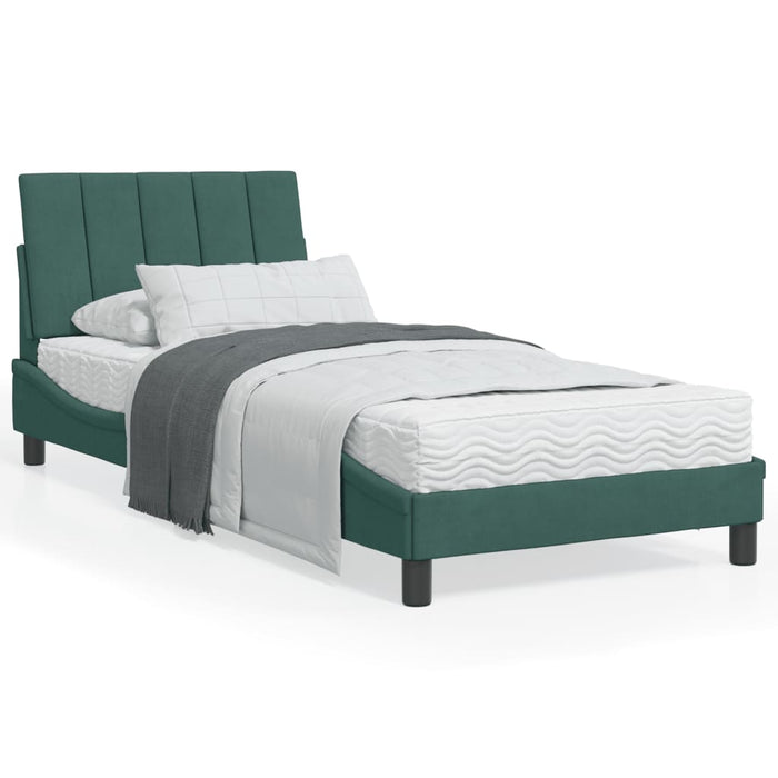 Letto con Materasso Hanko Verde Scuro 90x200 cm in Velluto 3208577