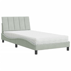 Letto con Materasso Hanko Grigio Chiaro 100x200 cm in Velluto 3208580