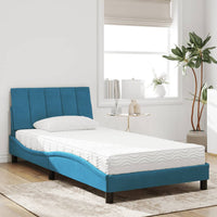 Letto con Materasso Hanko Blu 100x200 cm in Velluto 3208584
