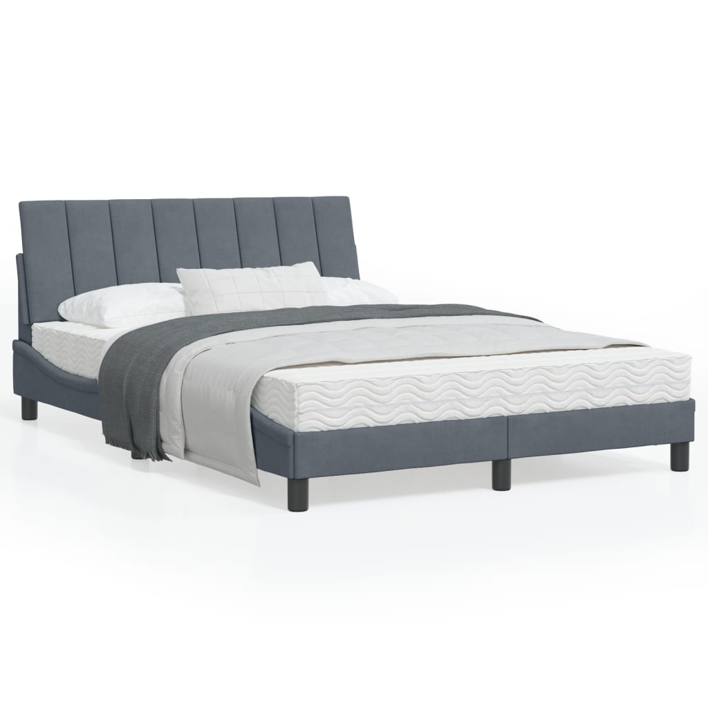 Letto con Materasso Hanko Grigio Scuro 120x200 cm in Velluto 3208587