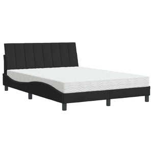 Letto con Materasso Hanko Nero 140x190 cm in Velluto 3208594
