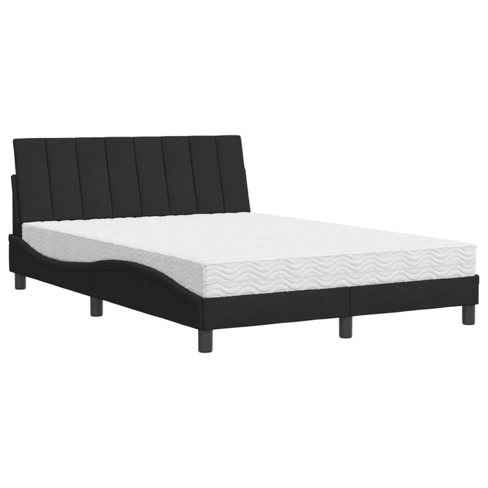 Letto con Materasso Hanko Nero 140x190 cm in Velluto 3208594