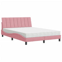 Letto con Materasso Hanko Rosa 140x200 cm in Velluto 3208603