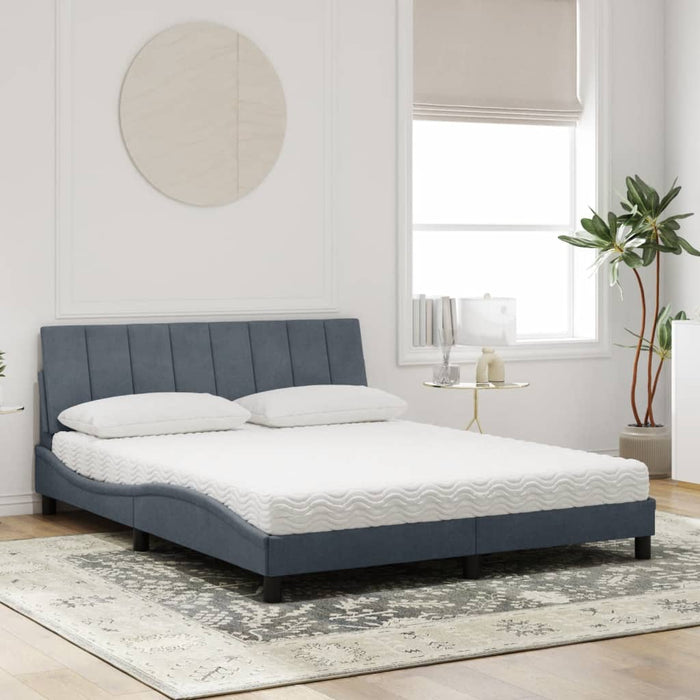 Letto con Materasso Hanko Grigio Scuro 160x200 cm in Velluto 3208605
