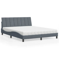 Letto con Materasso Hanko Grigio Scuro 160x200 cm in Velluto 3208605