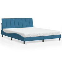 Letto con Materasso Hanko Blu 160x200 cm in Velluto 3208608