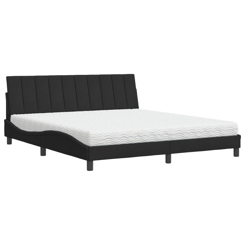 Letto con Materasso Hanko Nero 180x200 cm in Velluto 3208612