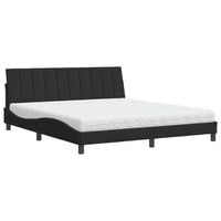 Letto con Materasso Hanko Nero 180x200 cm in Velluto 3208612