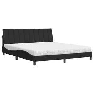 Letto con Materasso Hanko Nero 180x200 cm in Velluto 3208612
