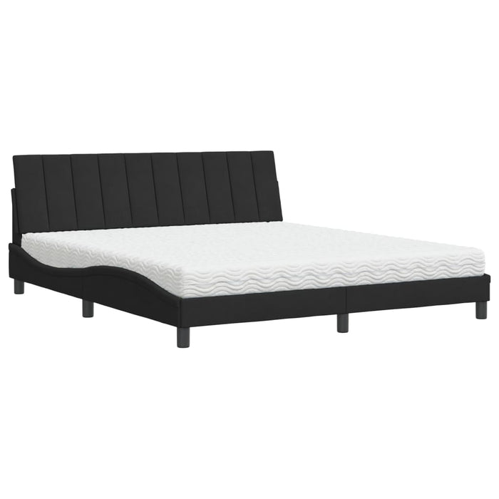Letto con Materasso Hanko Nero 180x200 cm in Velluto 3208612