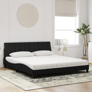 Letto con Materasso Hanko Nero 180x200 cm in Velluto 3208612