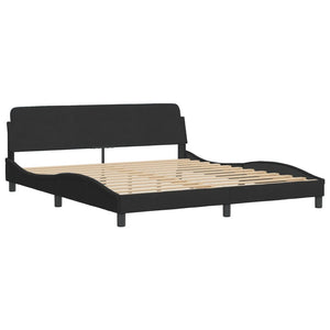 Letto con Materasso Hanko Nero 180x200 cm in Velluto 3208612
