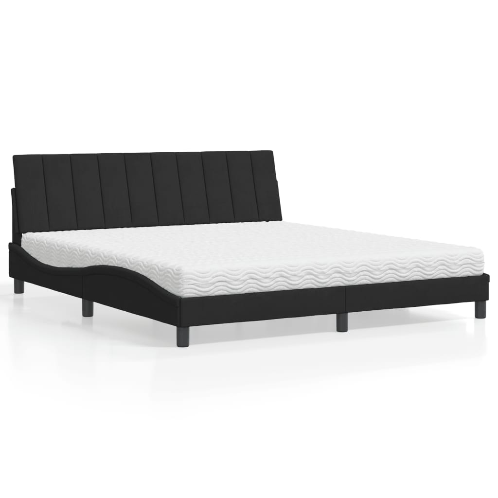 Letto con Materasso Hanko Nero 180x200 cm in Velluto 3208612