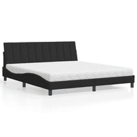 Letto con Materasso Hanko Nero 180x200 cm in Velluto 3208612