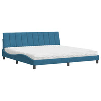Letto con Materasso Hanko Blu 200x200 cm Velluto 3208620