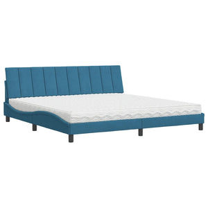 Letto con Materasso Hanko Blu 200x200 cm Velluto 3208620