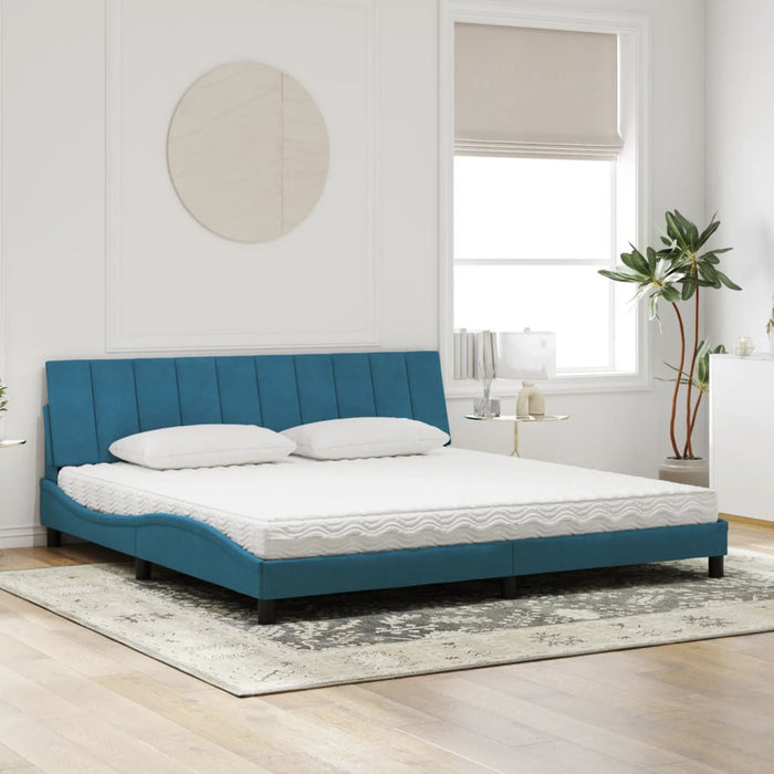 Letto con Materasso Hanko Blu 200x200 cm Velluto 3208620
