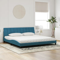 Letto con Materasso Blu 200x200 cm Velluto