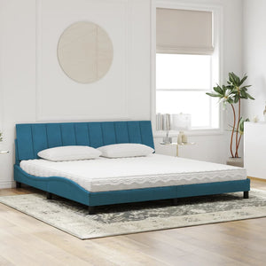 Letto con Materasso Blu 200x200 cm Velluto