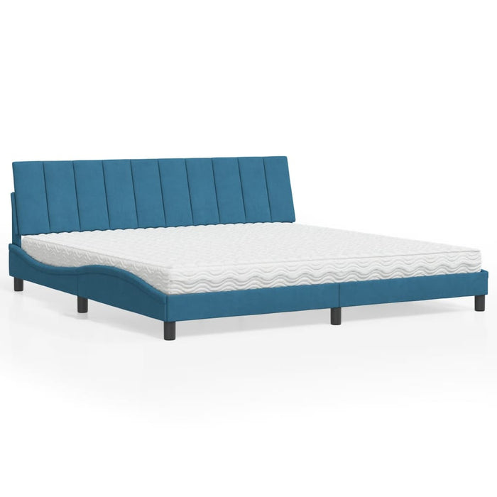 Letto con Materasso Blu 200x200 cm Velluto