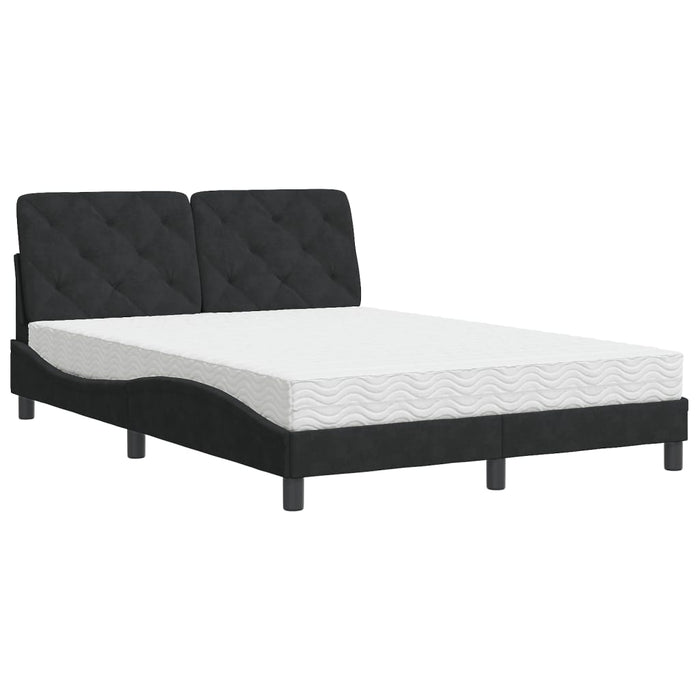 Letto con Materasso Nero 140x190 cm in Velluto 3208654