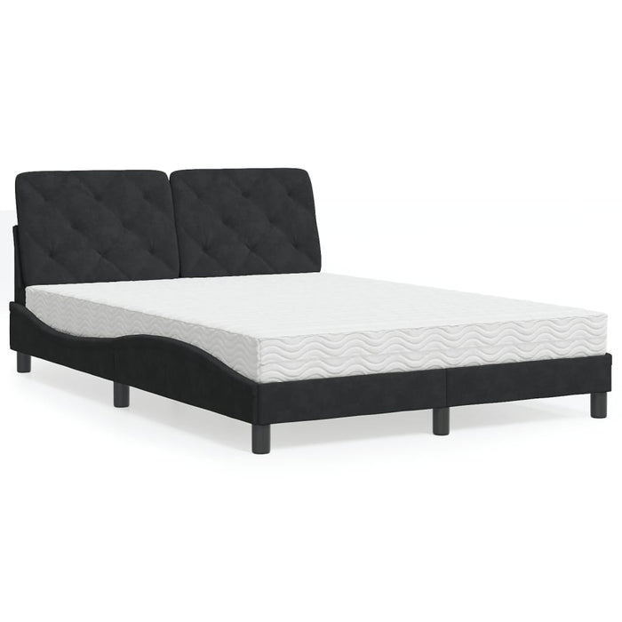 Letto con Materasso Nero 140x190 cm in Velluto 3208654
