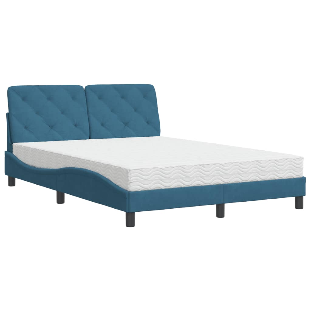 Letto con Materasso Blu 140x200 cm in Vellutocod mxl 91472